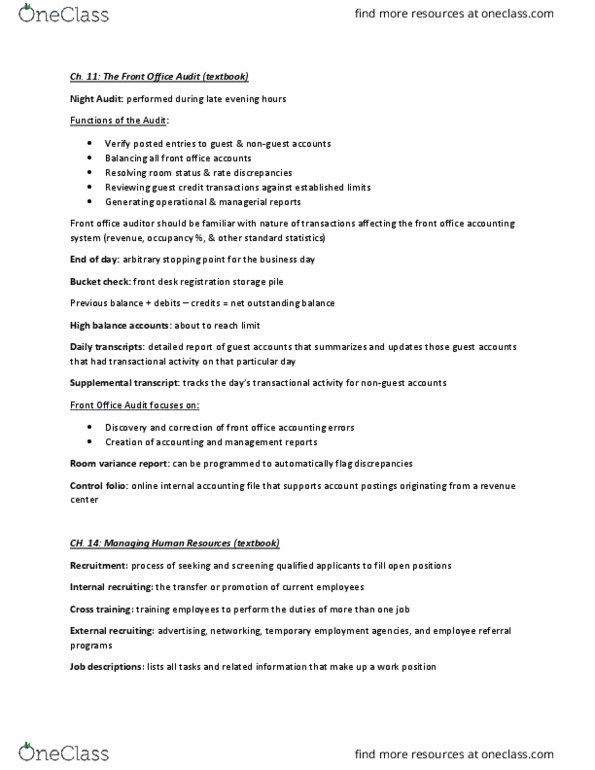 HM 311 Chapter Notes - Chapter 11, 14: Job Analysis thumbnail